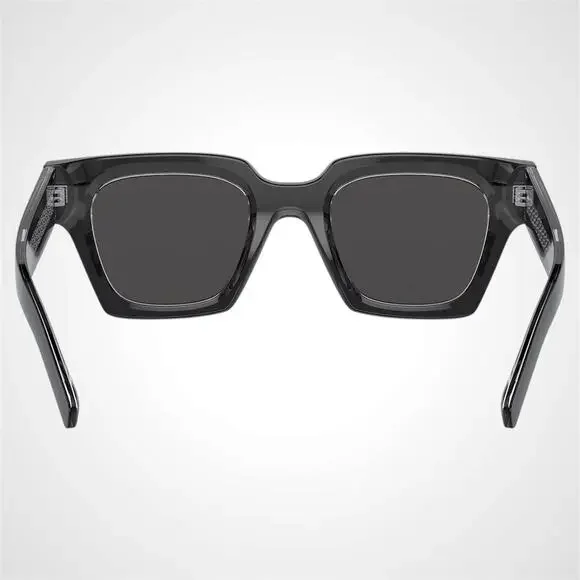 New Dolce & Gabbana Sunglasses Black Crystal Acetate Square Gray Lens